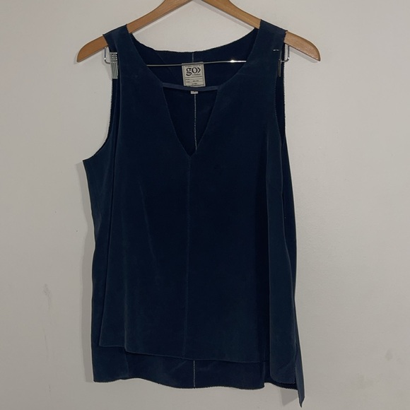 GO BY GO SILK Tops - Go by GoSilk Navy Silk Top medium